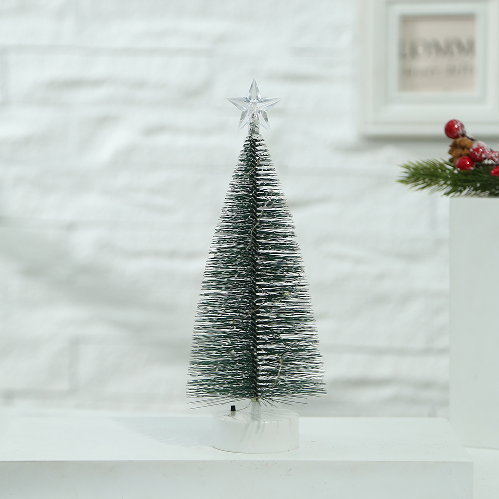 工厂直销迷你圣诞树场景装饰品带彩色灯光星星树顶的圣诞树批发详情8
