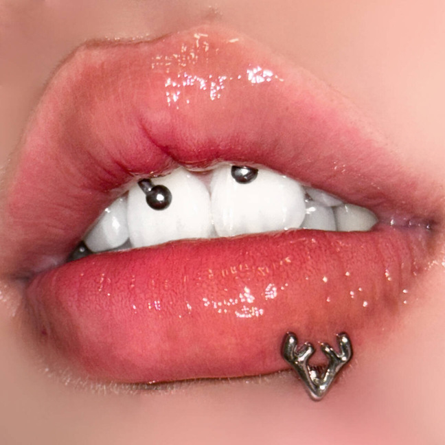 小天鹅蝴蝶内牙唇钉不锈钢个性鹿角耳骨钉欧美新款唇饰穿刺饰品详情5