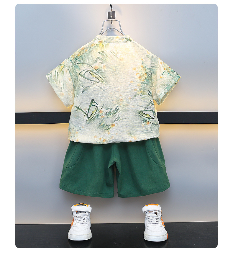 宝宝夏装套装小男童汉服洋气夏季国潮童装儿童网红立领古风衣服潮详情6
