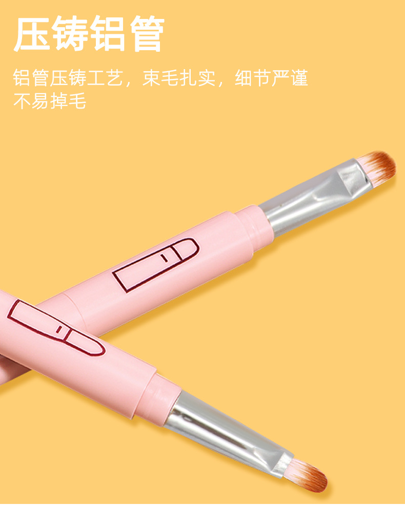 4-in-1 eye brush, portable makeup brush, eyeshadow, lipstick brush, eyebrow brush, multi-functional mini beauty tool with lid pic 7
