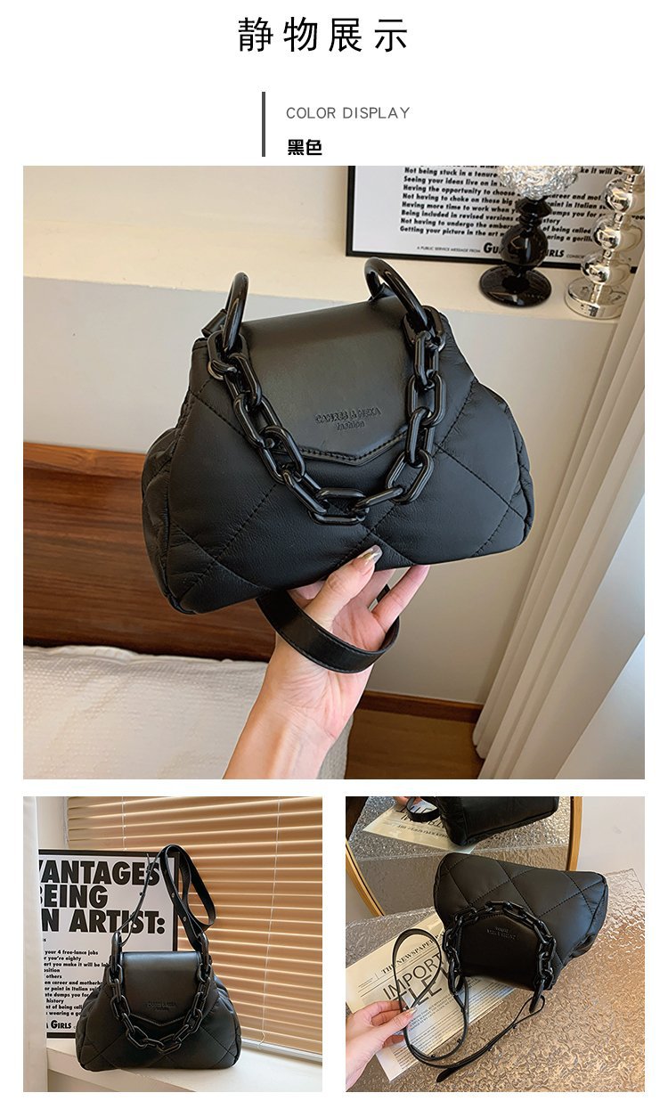 包包女2024新款菱格绣线拼接链条饺子包洋气潮流单肩斜挎手提包包详情15
