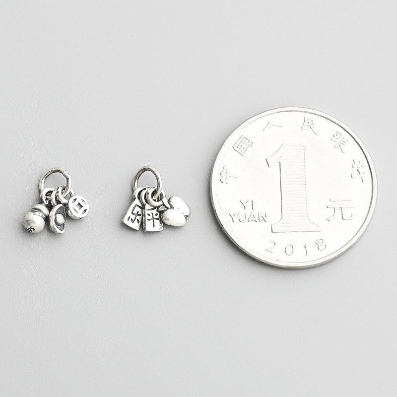 S925 sterling silver Thai Silver Peace and Happiness Pendant DIY beaded rope bracelet Necklace Money and Fortune Pendant accessory pic 4