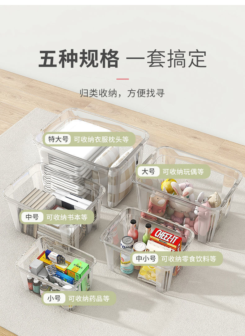 收纳箱家用储物箱透明杂物玩具收纳盒大号衣服整理箱零食塑料批发详情7