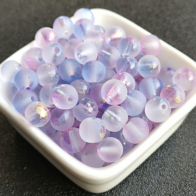 8/10mm直孔洒金磨砂圆珠手工编制手串手链项链琉璃珠子古风配件详情11