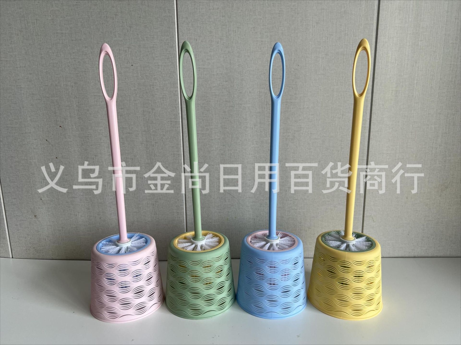 High-quality appearance level, colorful household toilet brush set with base, long-handled round head toilet cleaning set for bathroom seats pic 4