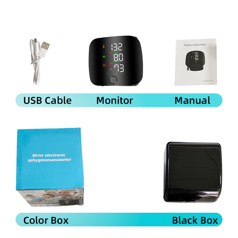 Hot Sell wrist blood pressure monitor USB charging, intelligent multi-voice backlit LCD large screen, English, Russian, Thai pic 3
