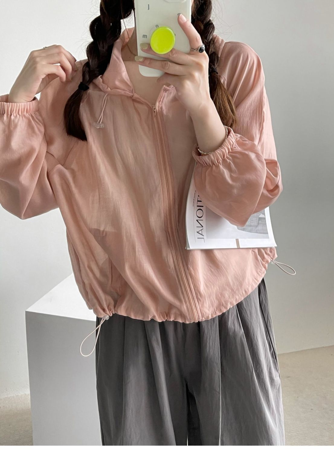 天丝连帽防晒衣女夏季薄款户外透气百搭防晒服oversize蝙蝠袖上衣详情15