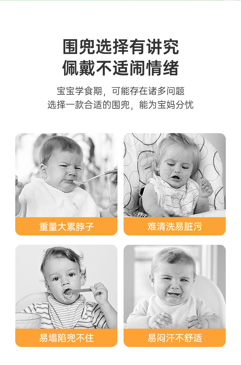 婴童 新款婴儿硅胶围兜 卡通口水兜 宝宝饭兜防水围兜免洗批发详情2