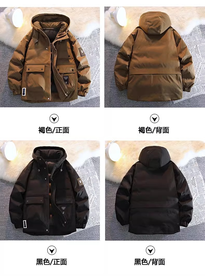 NASA白鸭绒羽绒服男士秋冬季2024新款加厚款抗寒冬装连帽工装外套详情14