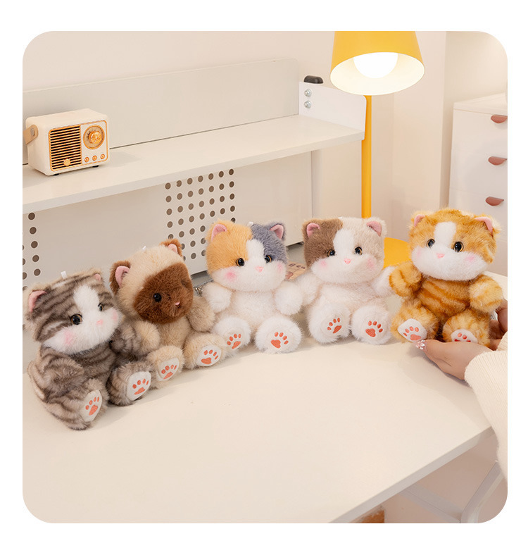 Cute and adorable golden gradient cat palm treasure, plush cat toy, learning set, Siamese cat office decoration pic 14