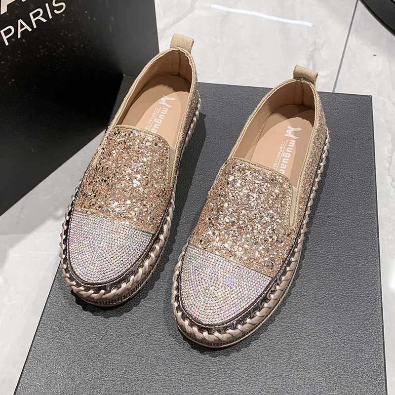 跨境外贸2023春季大码休闲单鞋女新款乐福鞋厚底平底水钻时尚女鞋详情22