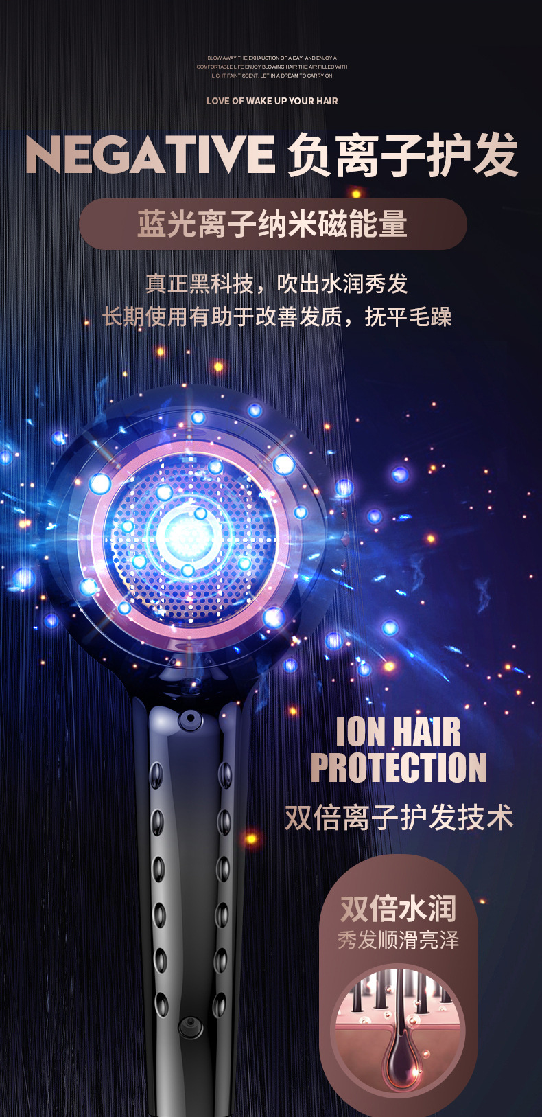 厂家批发电吹风大功率蓝光负离子吹风筒家用发廊速干冷热风吹风机详情11