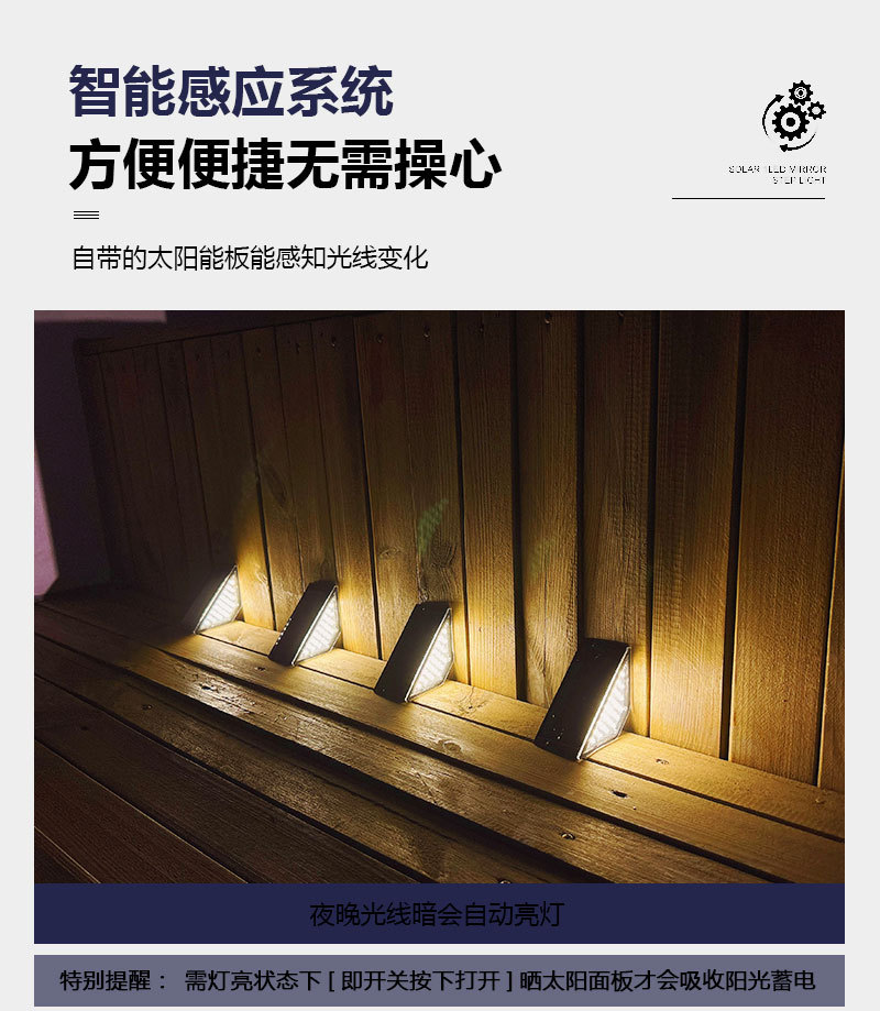 跨境太阳能三角台阶灯楼梯脚地灯庭院花园小径门廊露台氛围装饰详情4