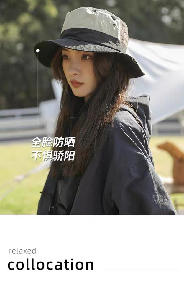 拼色渔夫帽日系速干2025新款夏季女户外登山薄款透气防晒遮阳盆帽详情2