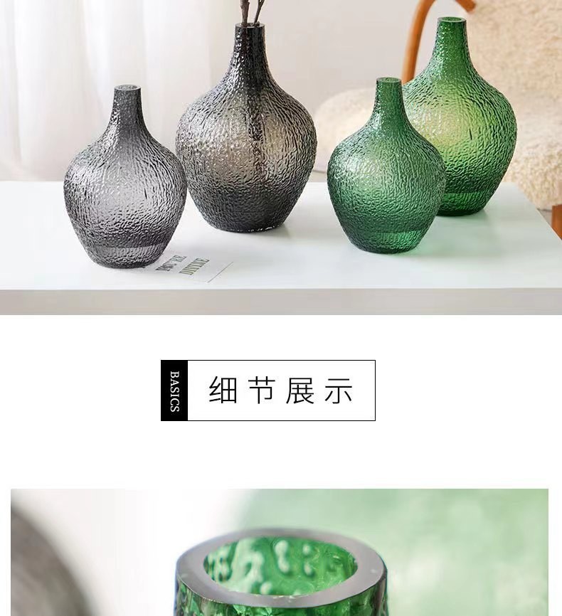 日式吊钟简约大肚子玻璃花瓶雪柳银柳百合水培马醉木鲜花花器摆件详情13