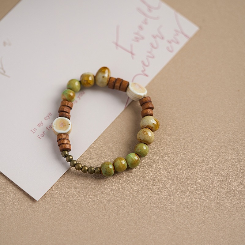 景德镇陶瓷手链薄荷曼波绿国风流行文艺古风串珠中式情侣手串礼物详情2