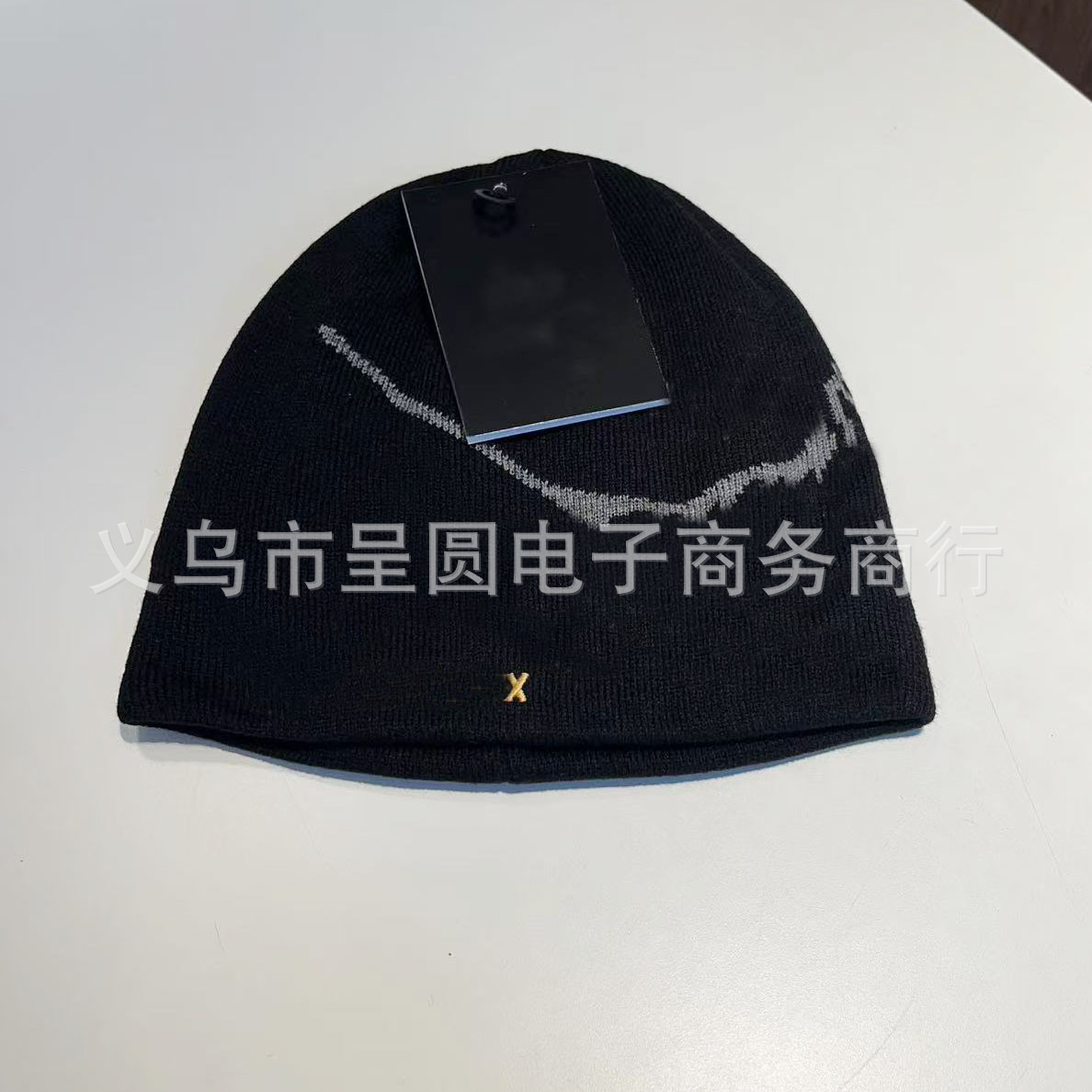 品牌【森多娜】针织帽 保暖防寒 秋冬R字母提花毛线帽加厚大版翻边男女百搭保暖套头帽小鸟护冷帽~详情9