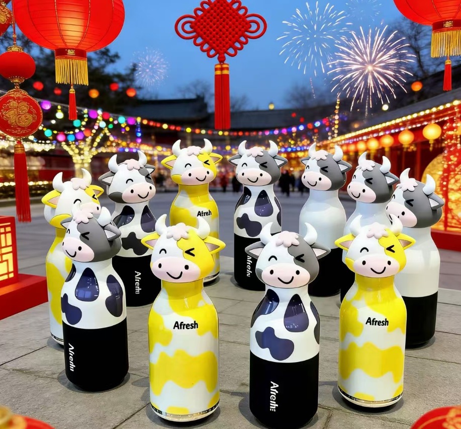 跨境外贸新款创意可爱公仔萌牛不锈钢保温杯创意个性儿童保温杯详情12