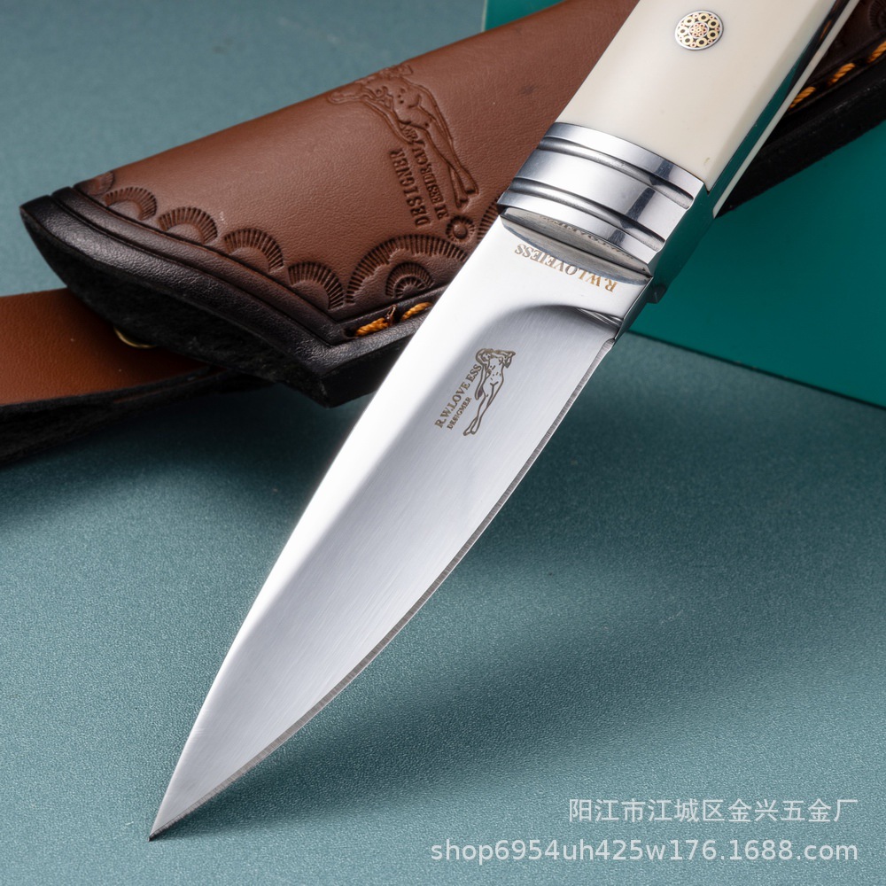 Factory direct sales of the new M390 powder high-hardness sharp small straight knife for survival, convenient and portable handle meat knife pic 6