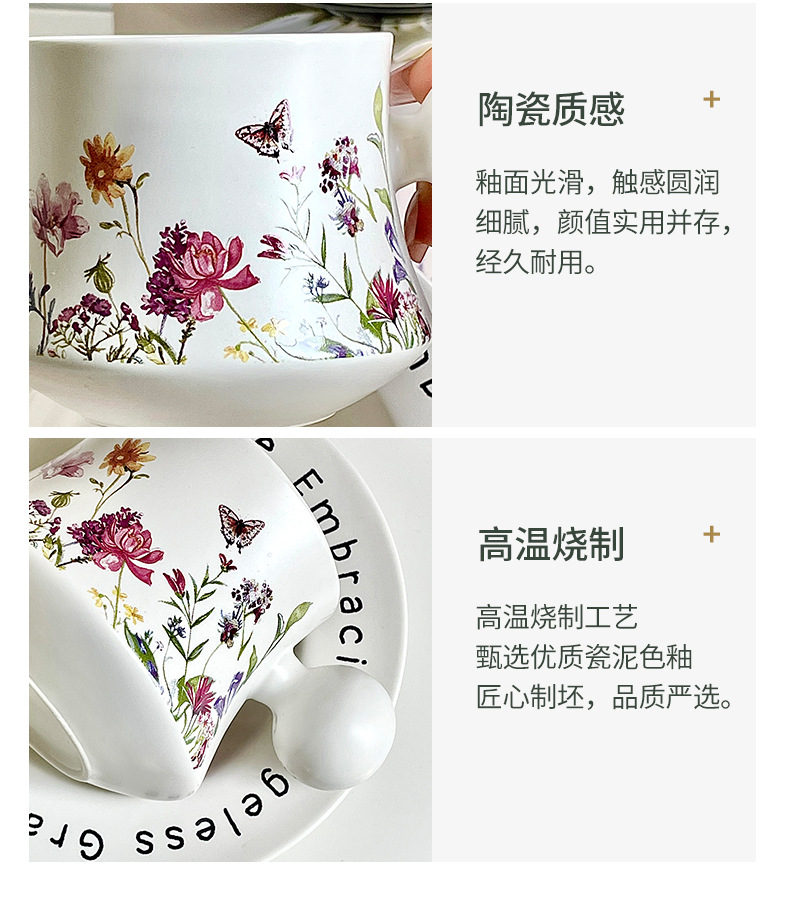 High-quality ceramic coffee cup and saucer set gift box, high-end and exquisite underglaze color afternoon tea cup as a souvenir pic 13