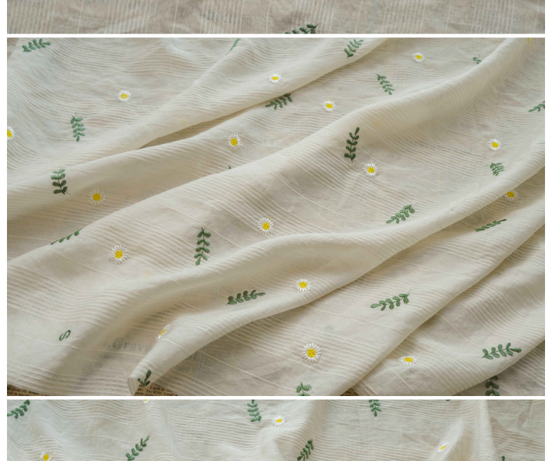 Fresh and soft shirt, spring and summer embroidered dress fabric, small Daisy character mother skin small halter decorative fabric pic 16