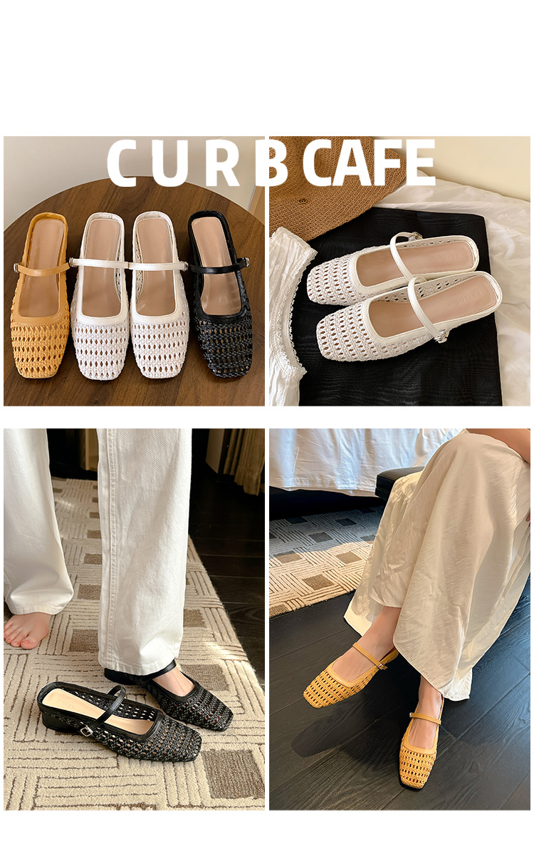 2025夏季新款镂空包头半拖鞋女夏季外穿休闲编织凉拖鞋沙滩女鞋详情1