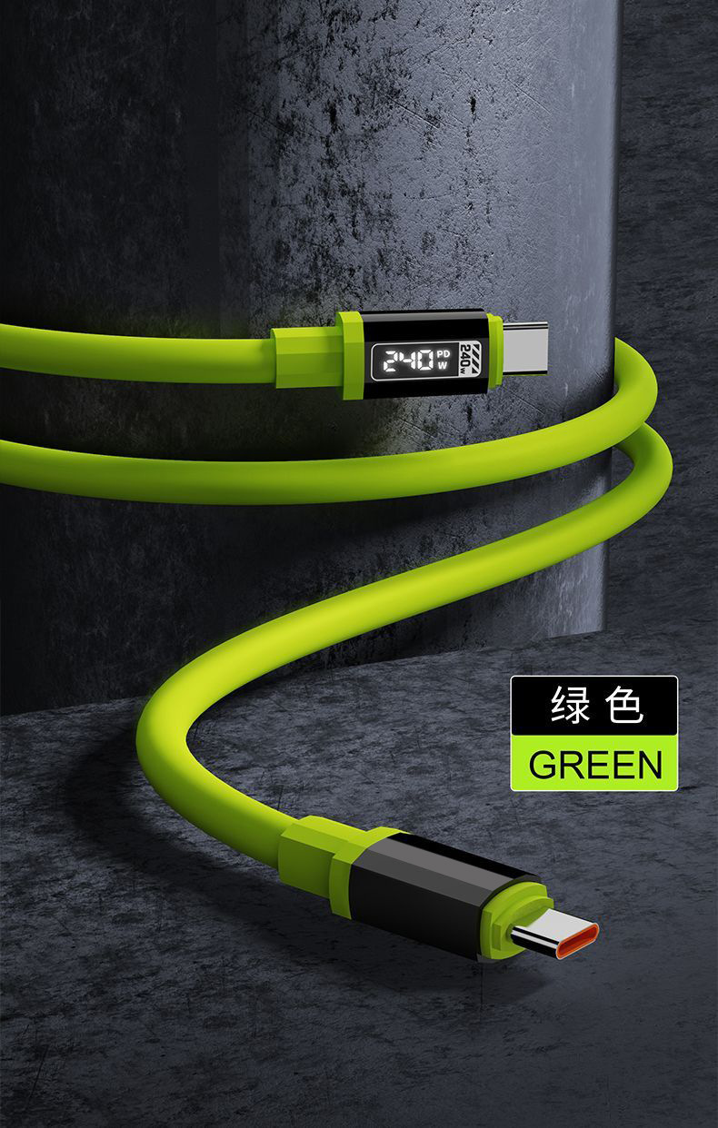 240W数显屏C-C超级快闪充硅胶PD27W适用苹果1614华为小米数据线详情16