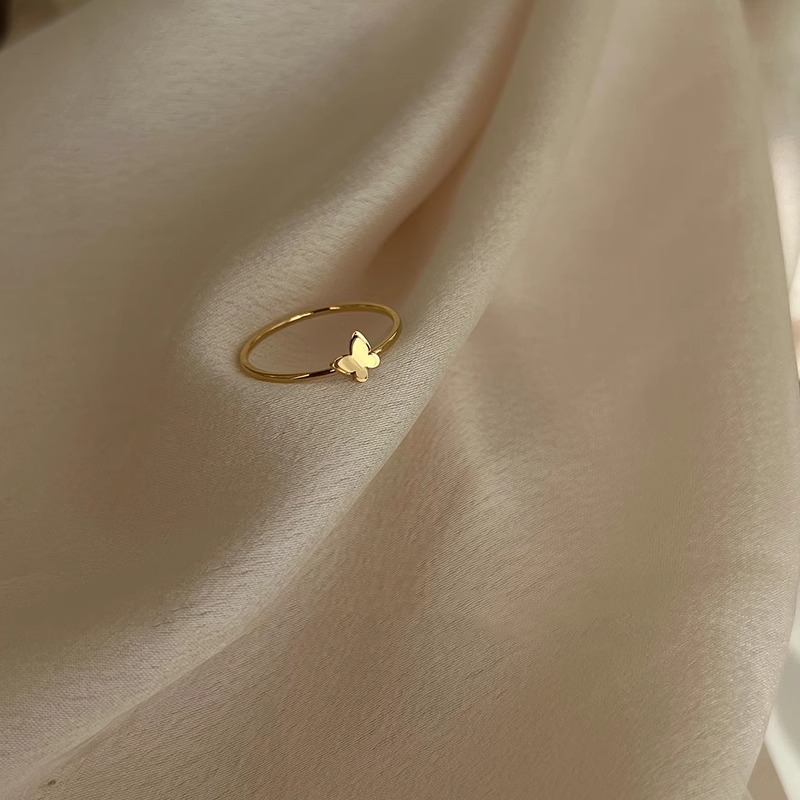 French InS-style double-layer small butterfly ring, a unique index finger ring, a retro and versatile high-end ring accessory for women pic 5