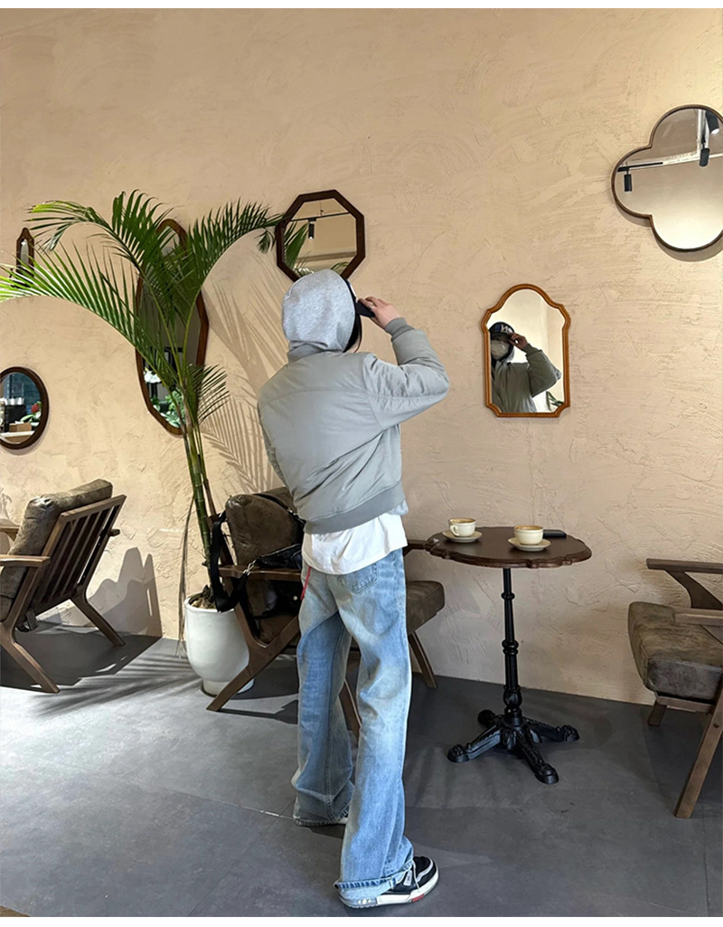 高货 冰蓝517风格水洗做旧猫须复古cleanfit直筒微喇男女牛仔长裤详情8