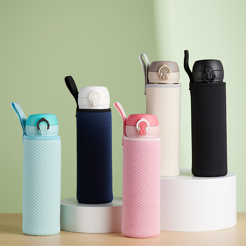 New 500ml insulated cup sleeve, thickened embossed glass cup, diving material water cup protective sleeve pic 1