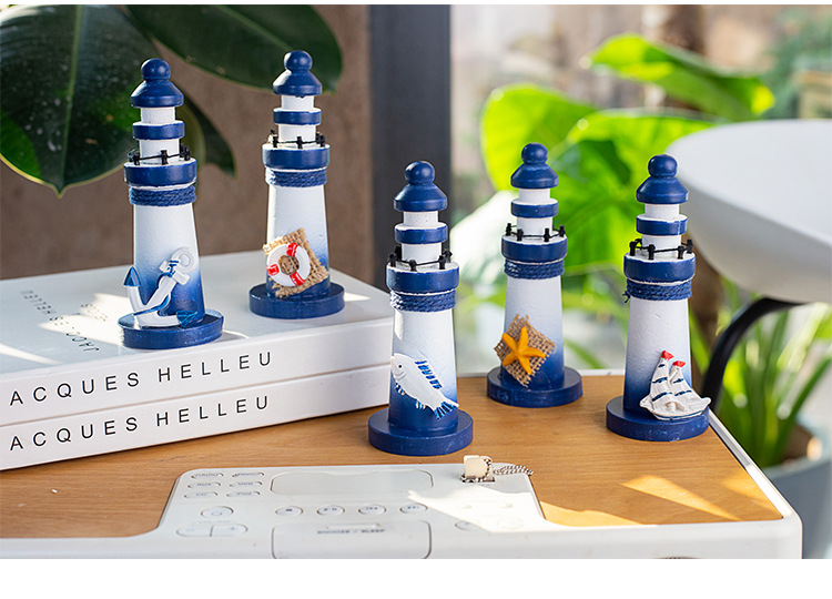地中海风格木质海洋13cm小灯塔摆件装饰 创意礼品工艺品 拍摄道具详情10