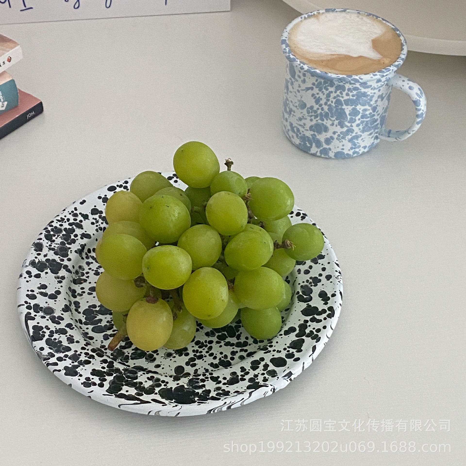 韩国ins同款复古泼墨搪瓷餐具套装搪瓷碗马克杯盘详情20