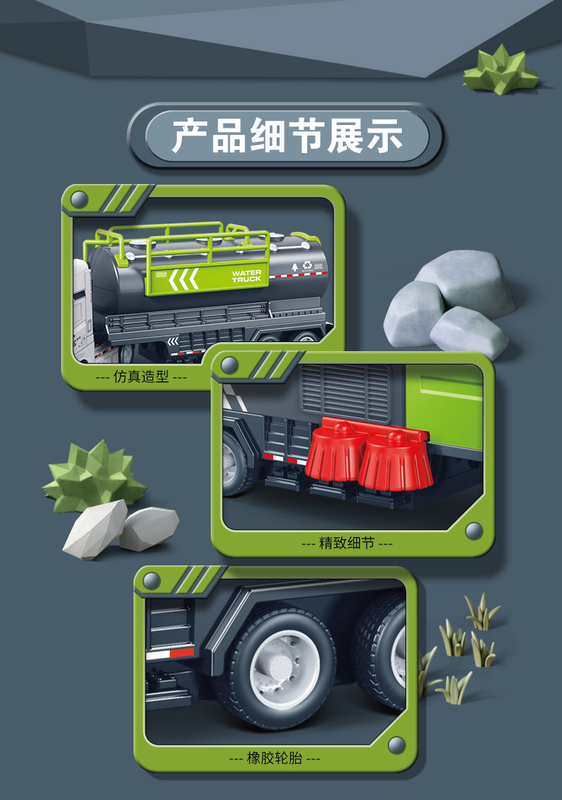 惯性大号环卫车垃圾车清扫车清洁车洒水车儿童男孩玩具车仿真模型详情5