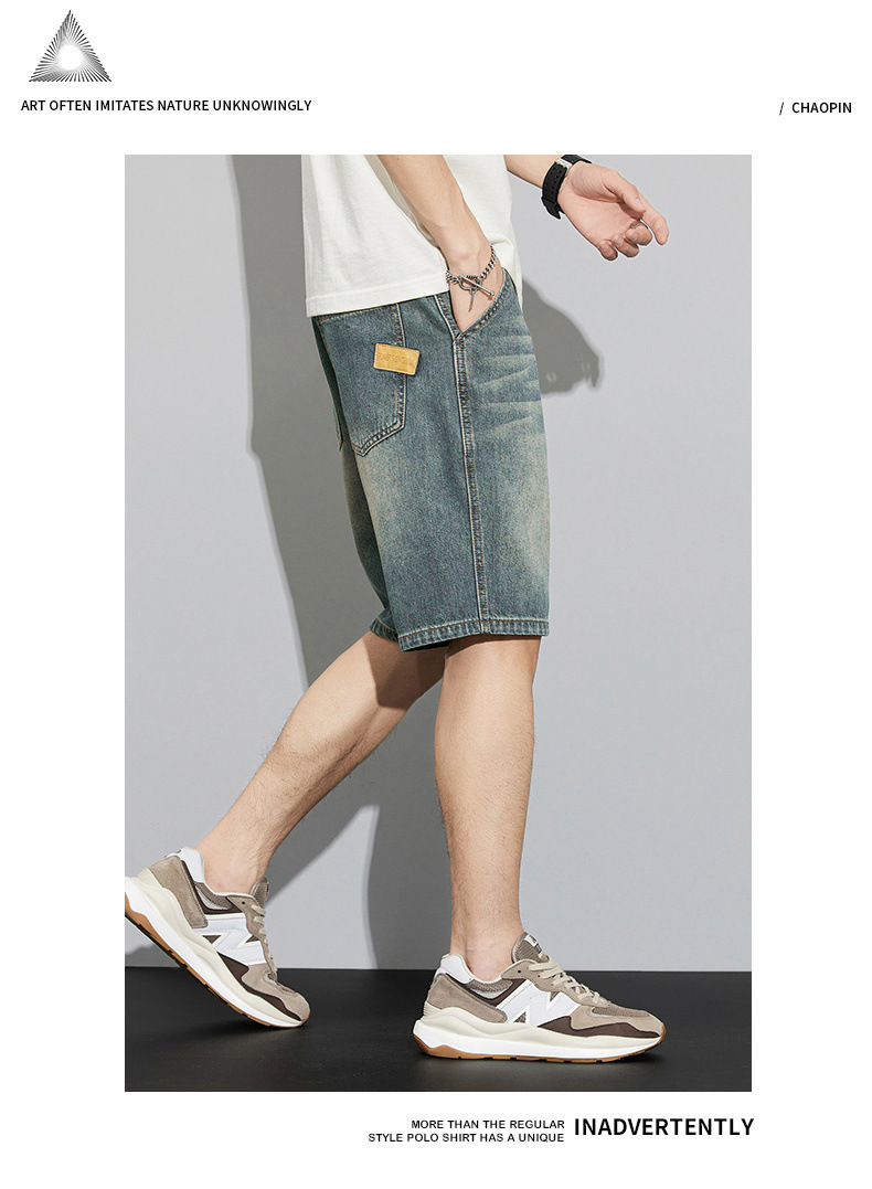 牛仔短裤男夏季潮牌短袖男装男士五分裤男生破洞衣服男款裤子详情13