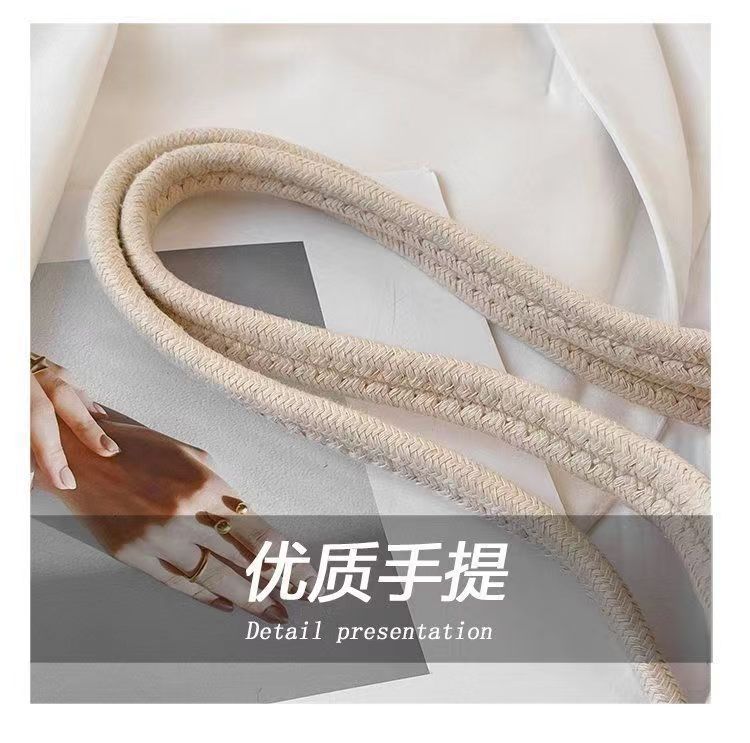 春夏编织女包草编包编织包手提包手拎磁扣棉绳手提包沙滩包竹编包详情7