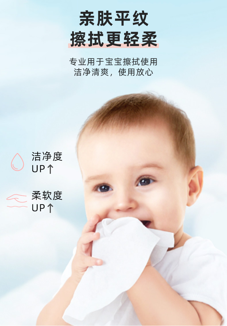 婴儿手口湿巾80片干净清爽温和柔护洁净轻柔呵护柔软呵护肌肤洁净详情5