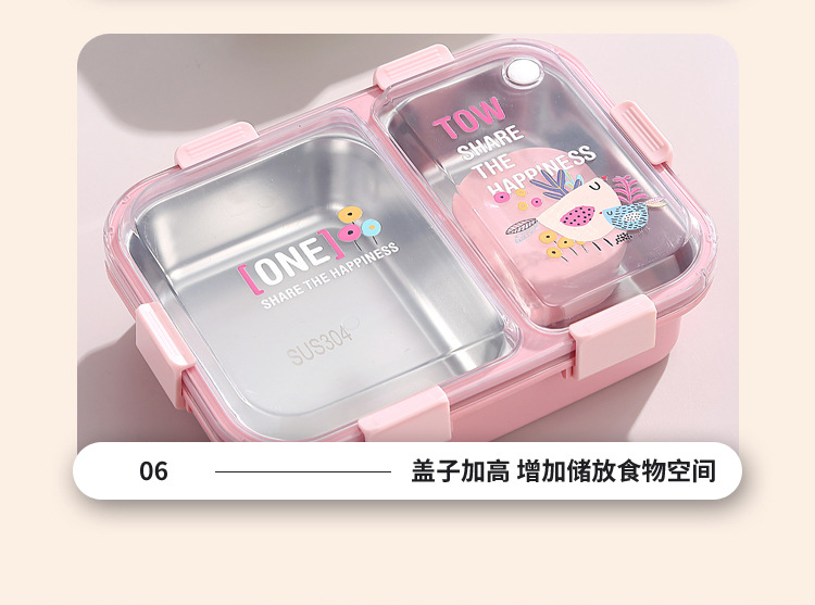 Estudiante con dip box nuevo plato de acero inoxidable comida ligera caja de bento sellada split box lunch cuadrado lunch box plástico pic 22