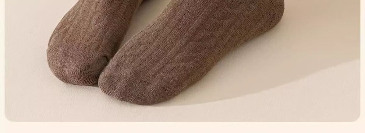 厚袜子女款秋冬麻花纹理中筒袜加厚袜冬季保暖毛圈保暖时尚纯色袜详情23