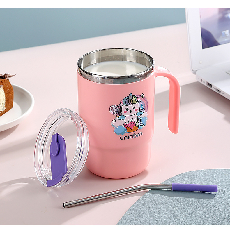 新品卡通办公室家用不锈钢带盖带吸管水杯咖啡杯带手柄防烫保温杯详情12