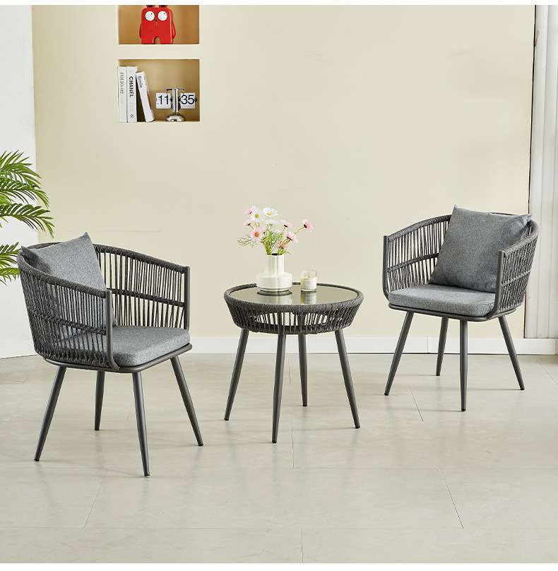 户外藤椅桌椅设计师休闲阳台庭院花园单人椅子时尚餐厅藤编椅组合详情16