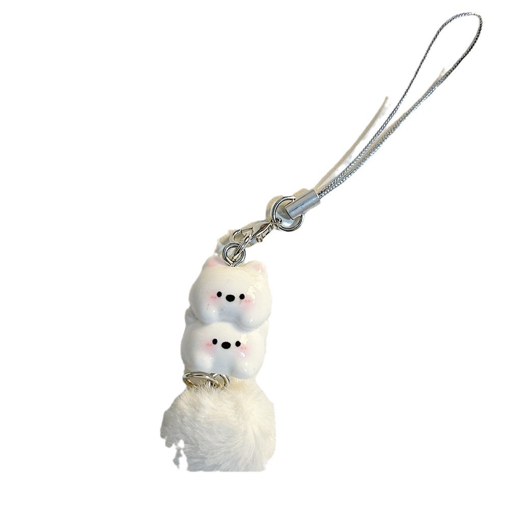 卡通甜美西高地毛球手机链少女心原创小狗钥匙扣学生书包挂饰配饰详情1