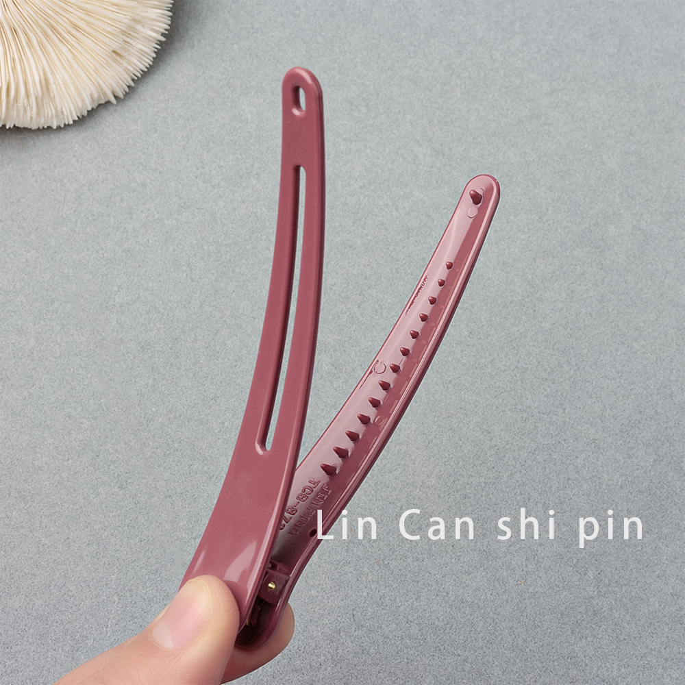 亮光粉色无痕夹洗脸化妆专用鸭嘴夹固定头发侧边刘海发夹精致夹子详情5
