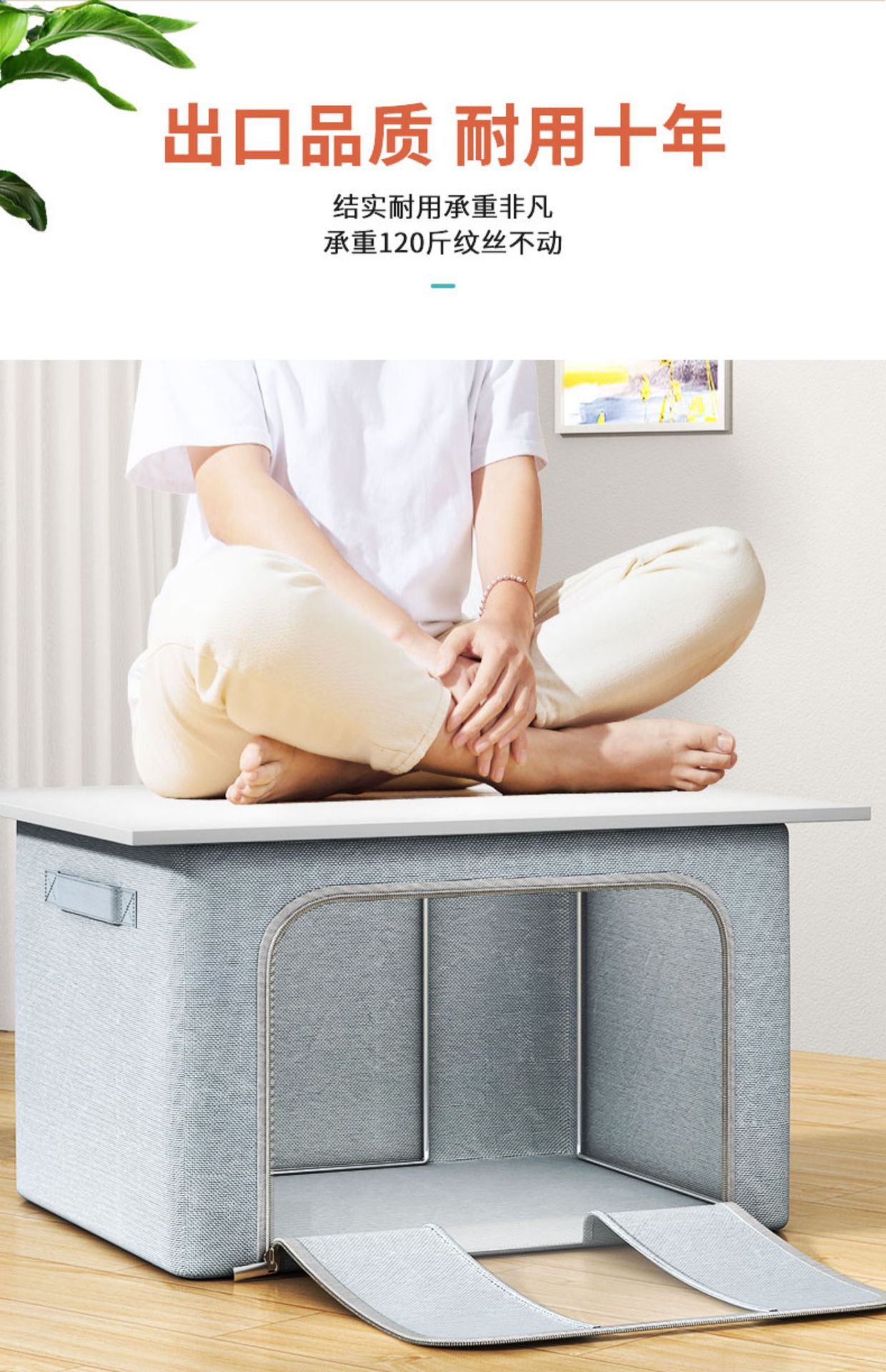 Solid-color Oxford cloth steel frame storage box, foldable storage box for clothes, moving quilt and clothes, all-purpose box for home use pic 8