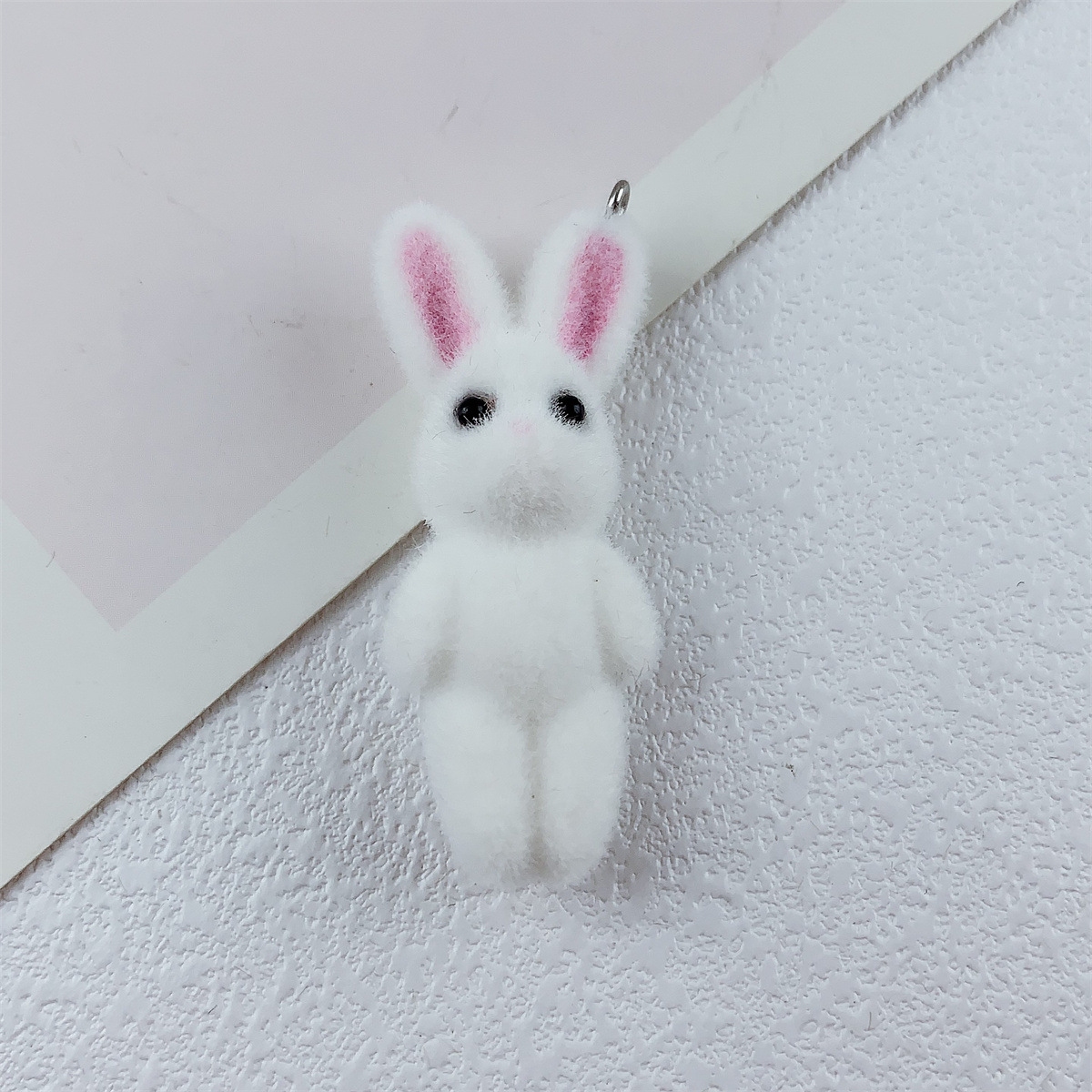 Resin flocking three-dimensional cartoon cute colorful rabbit animal pendant DIY handmade jewelry pendant accessory material resin flocking small figurine pendant pic 5