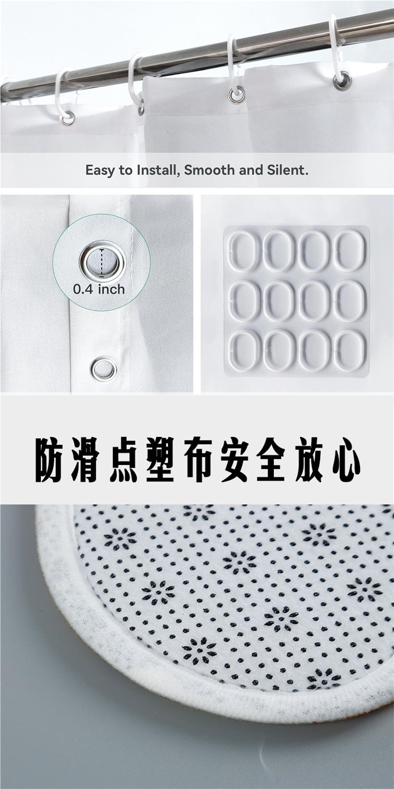 涤纶印花浴帘防水防霉卫生间浴室帘BOHO亚马逊热卖新款TEMU详情4