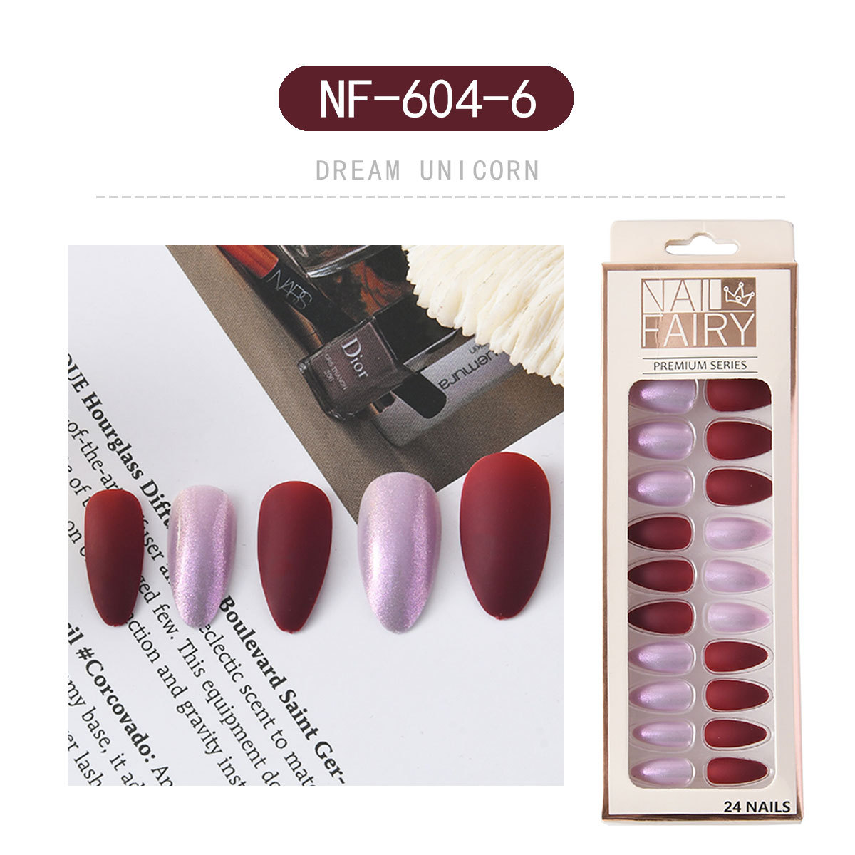 Cross-border new matte nail patches, wearable nails, reusable nail patches, finished fake nail sheets pic 9