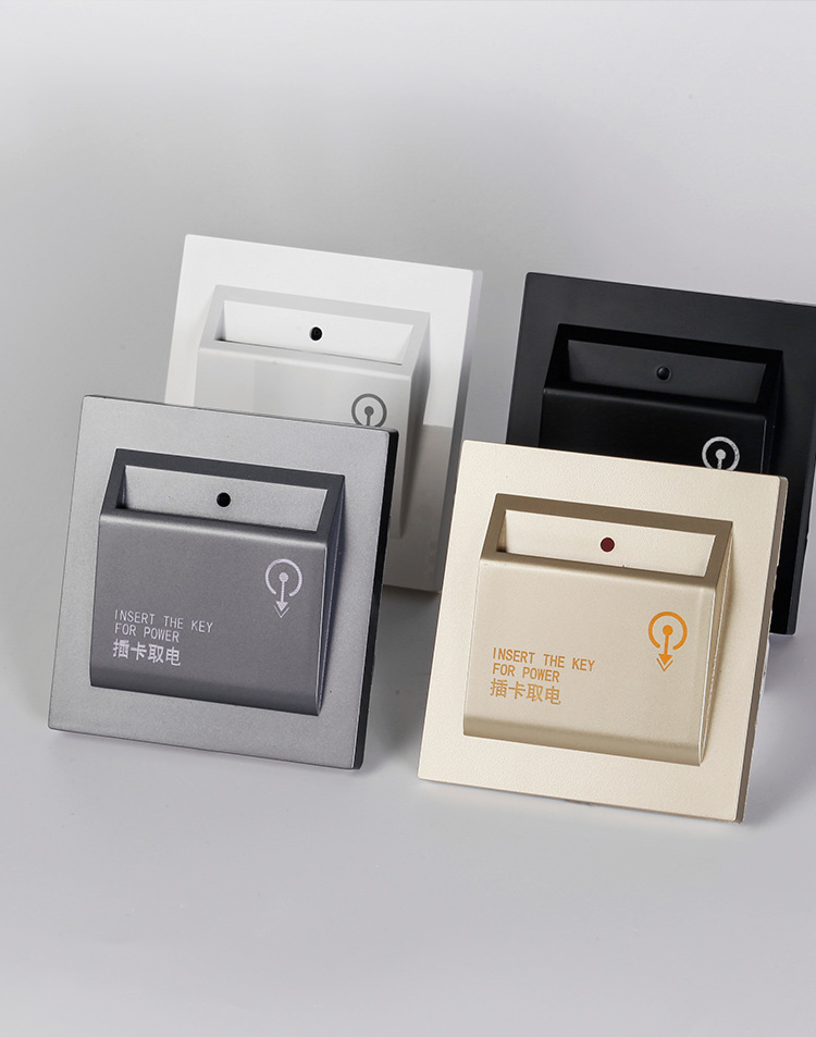 英文版外贸专供酒店86型墙壁高频插卡取电开关面板 进门取电开关详情7