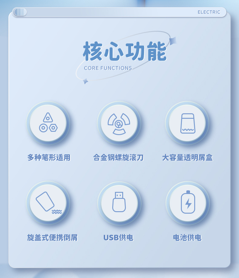 电动小学生卷笔刀全自动削铅笔器双供电刨笔机创意转笔刀厂家批发详情4