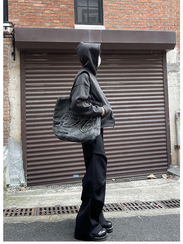 2023 new style cleanfit dress pants with a niche design, pleated, loose, casual, wide-leg, slightly flared floor-length pants for men pic 10