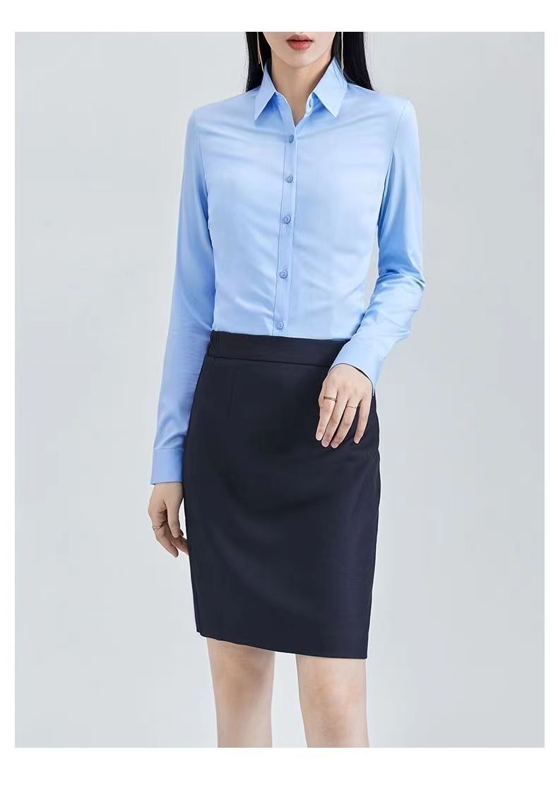 白色加绒衬衫女长袖秋冬加厚保暖职业装大码工装工作服百搭衬衣女详情11